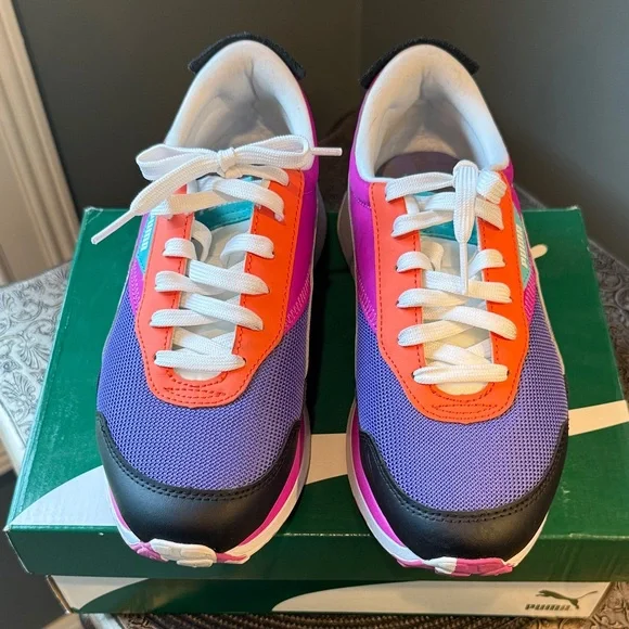LIKE NEW Puma Women’s Colorblock Platform Sneakers - Purple/Pink/Teal/Coral - Picture 6 of 12